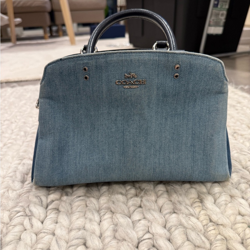 Coach Blue Satchel with Gunmetal Hardware